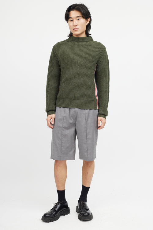 Thom Browne Green 
Multicolour Ribbed Wool Knit Sweater