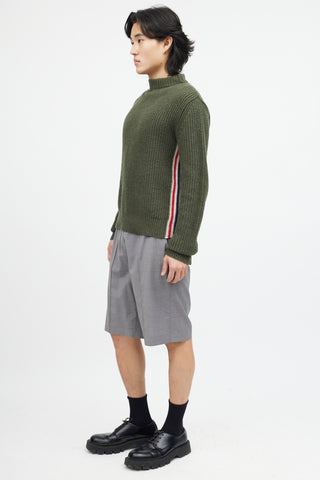 Thom Browne Green 
Multicolour Ribbed Wool Knit Sweater