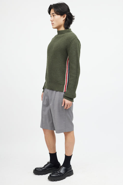 Thom Browne Green 
Multicolour Ribbed Wool Knit Sweater