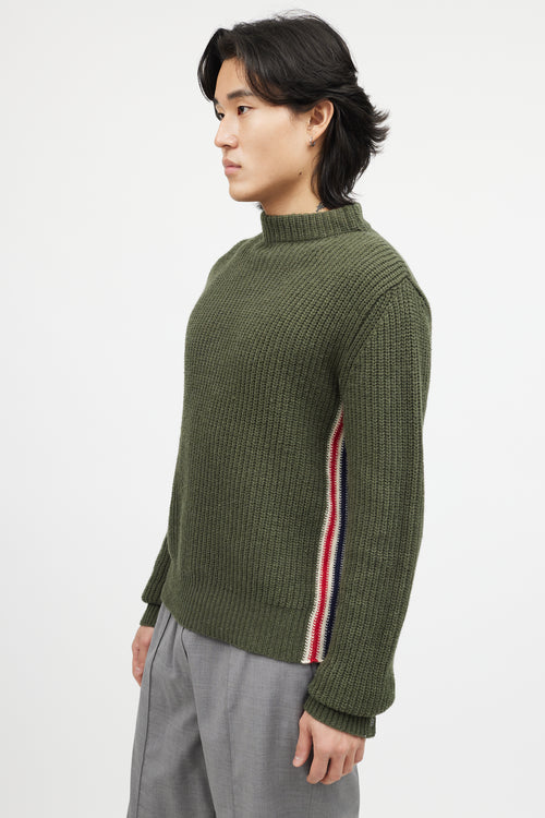 Thom Browne Green 
Multicolour Ribbed Wool Knit Sweater