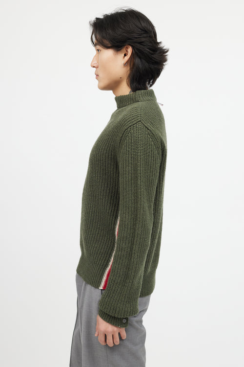 Thom Browne Green 
Multicolour Ribbed Wool Knit Sweater