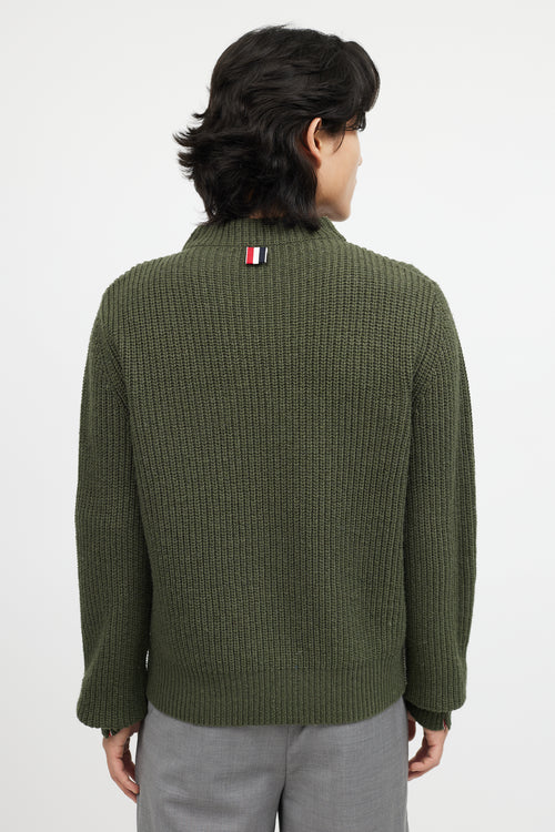 Thom Browne Green 
Multicolour Ribbed Wool Knit Sweater