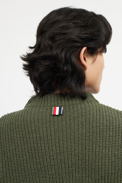 Thom Browne Green 
Multicolour Ribbed Wool Knit Sweater