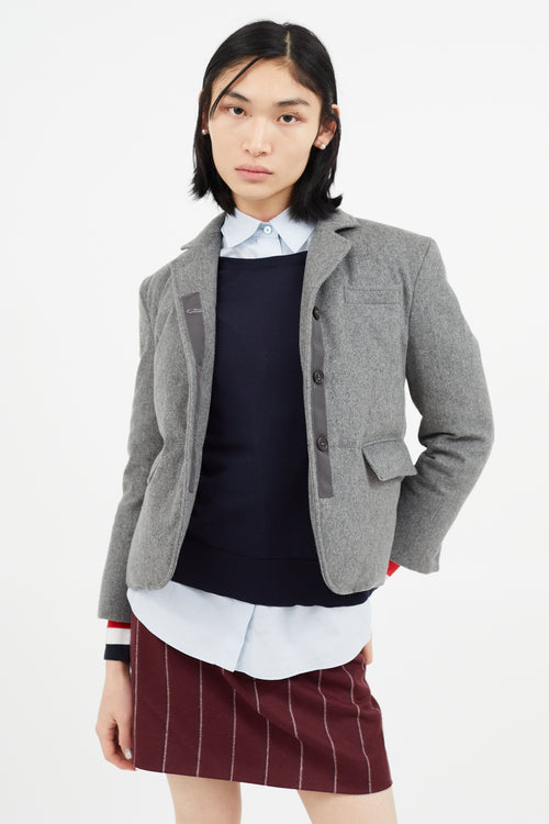 Thom Browne Grey Cashmere 
Down Padded Blazer