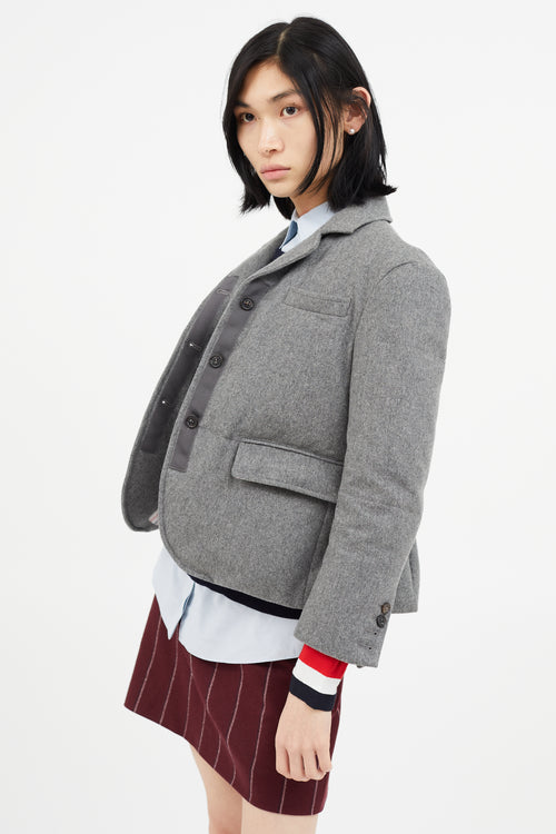 Thom Browne Grey Cashmere 
Down Padded Blazer