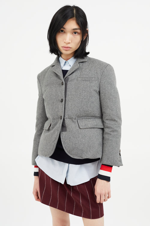 Thom Browne Grey Cashmere 
Down Padded Blazer