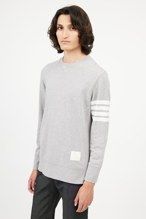 Thom Browne Grey Cotton 4-Bar Sweatshirt