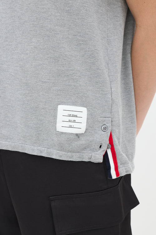 Thom Browne Grey Cotton Stripe Back T-Shirt