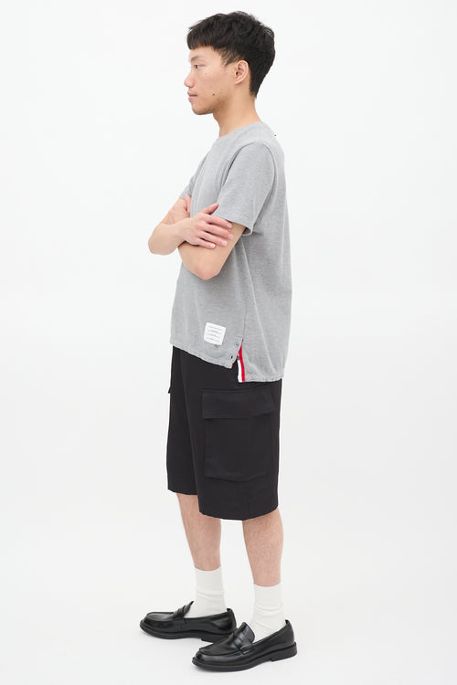 Thom Browne Grey Cotton Stripe Back T-Shirt