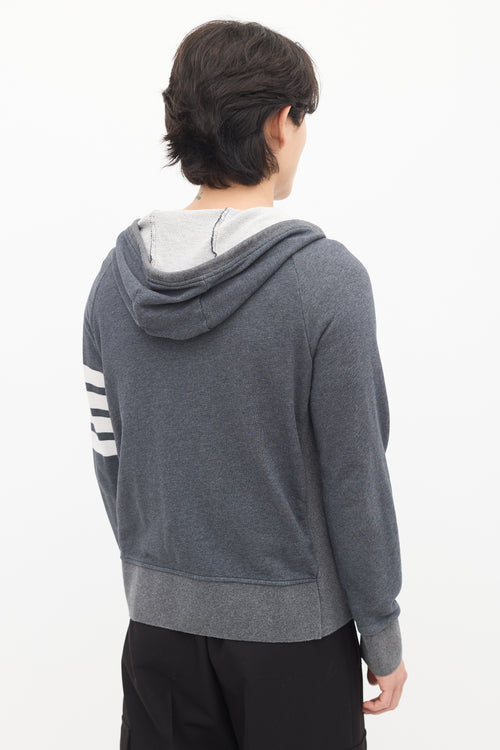 Thom Browne Grey Four Bar Zip Hoodie Sweater