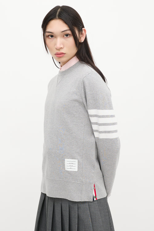 Thom Browne Grey 
White Four Bar Sweatshirt