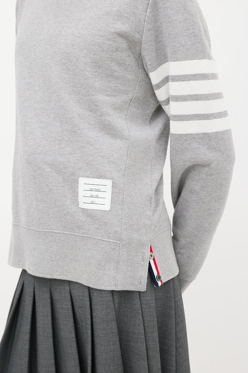 Thom Browne Grey 
White Four Bar Sweatshirt