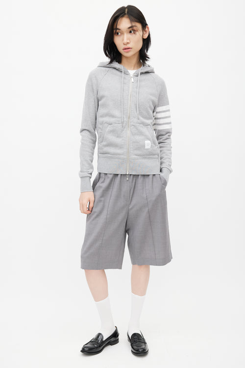 Thom Browne Grey 
White Stripe Hoodie