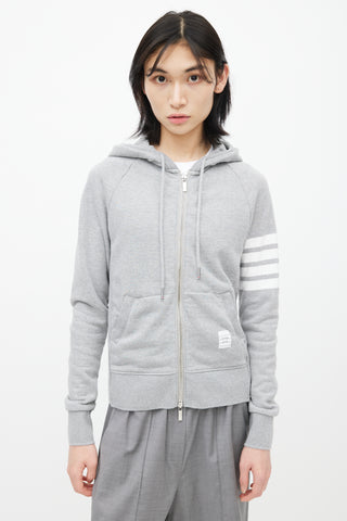 Thom Browne Grey 
White Stripe Hoodie