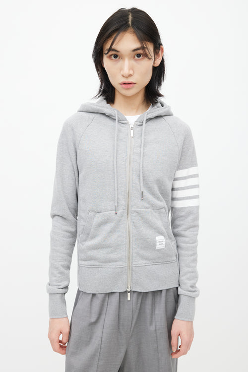 Thom Browne Grey 
White Stripe Hoodie