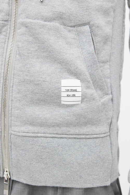 Thom Browne Grey 
White Stripe Hoodie