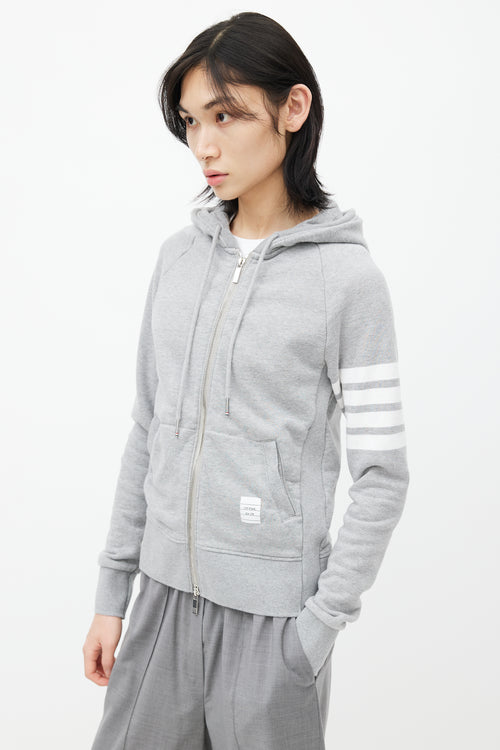 Thom Browne Grey 
White Stripe Hoodie