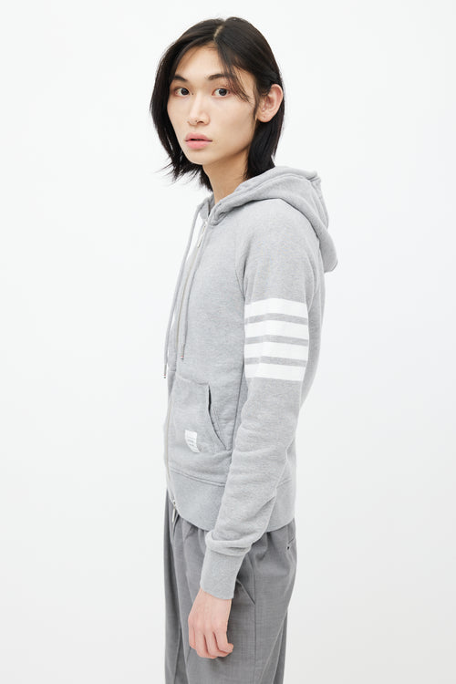 Thom Browne Grey 
White Stripe Hoodie