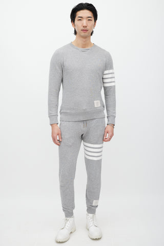 Thom Browne Grey 
White Striped Co-Ord Set