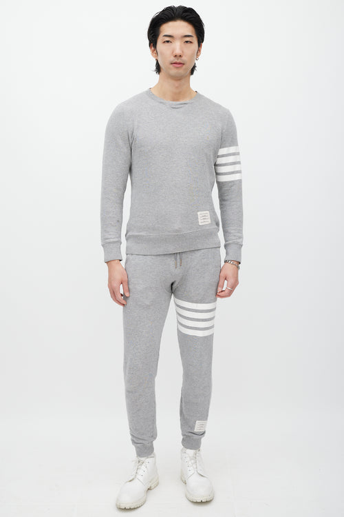 Thom Browne Grey 
White Striped Co-Ord Set