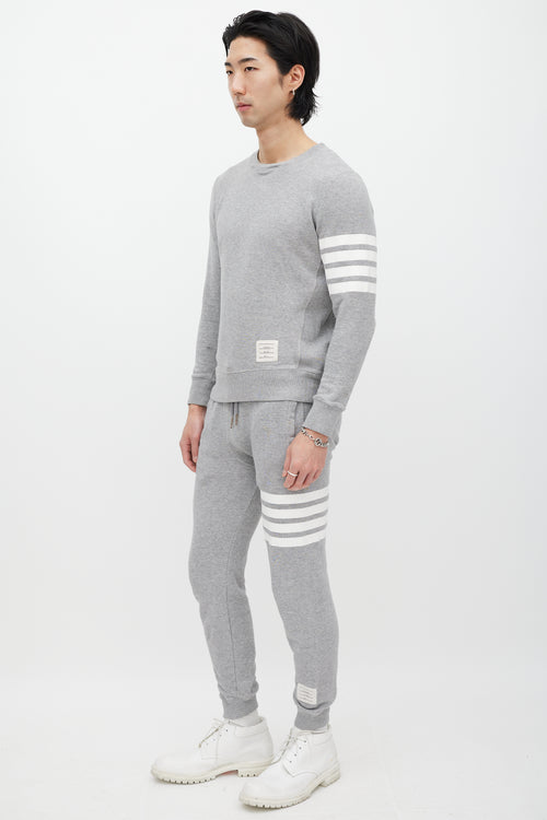 Thom Browne Grey 
White Striped Co-Ord Set