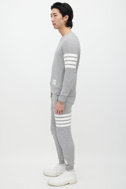 Thom Browne Grey 
White Striped Co-Ord Set