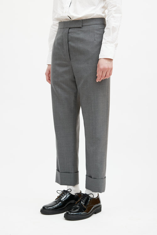 Thom Browne Grey Wool Cuffed Trouser