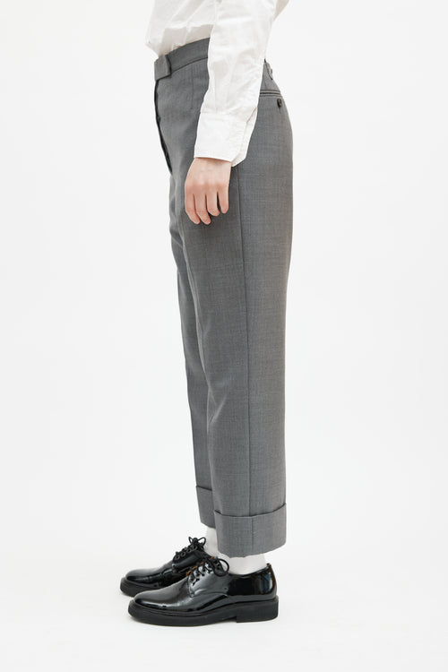 Thom Browne Grey Wool Cuffed Trouser