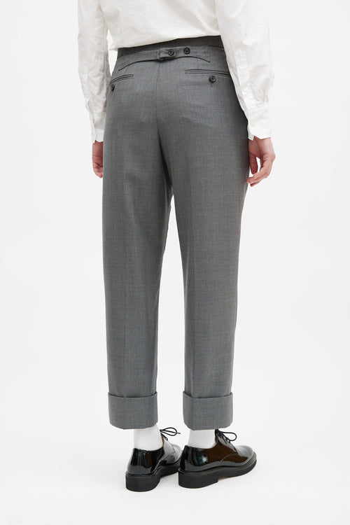 Thom Browne Grey Wool Cuffed Trouser