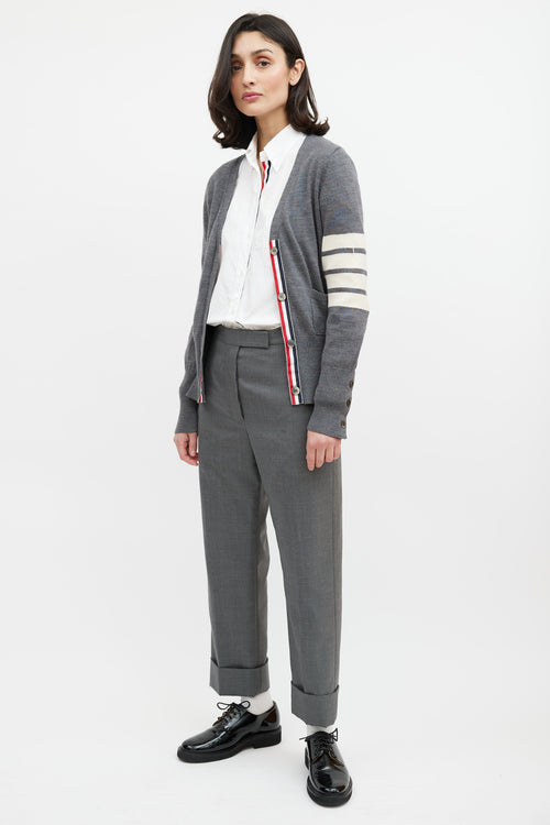 Thom Browne Grey Wool Cuffed Trouser