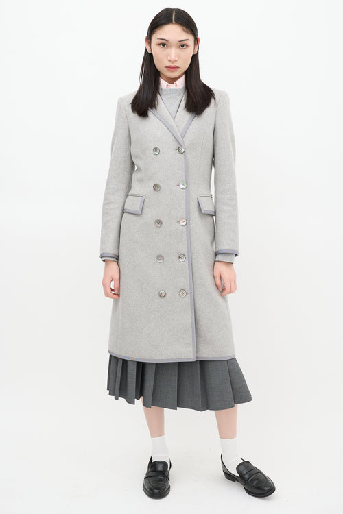 Thom Browne Grey Wool Double Breasted Coat