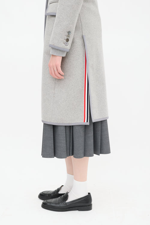 Thom Browne Grey Wool Double Breasted Coat