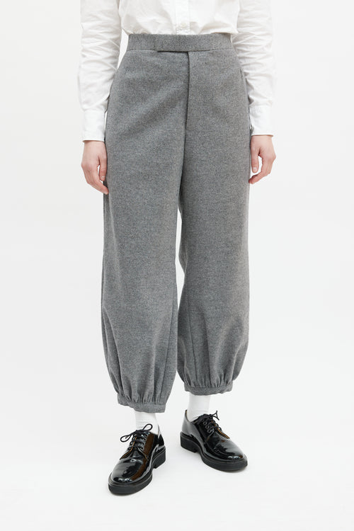 Thom Browne Grey Wool Gathered Trouser