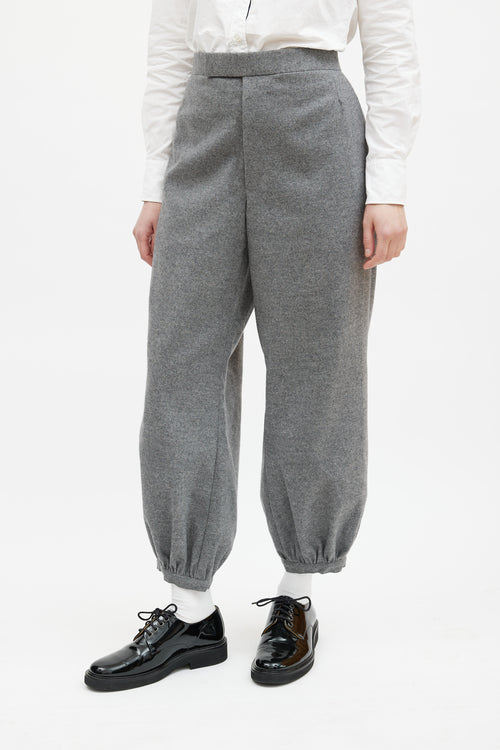 Thom Browne Grey Wool Gathered Trouser