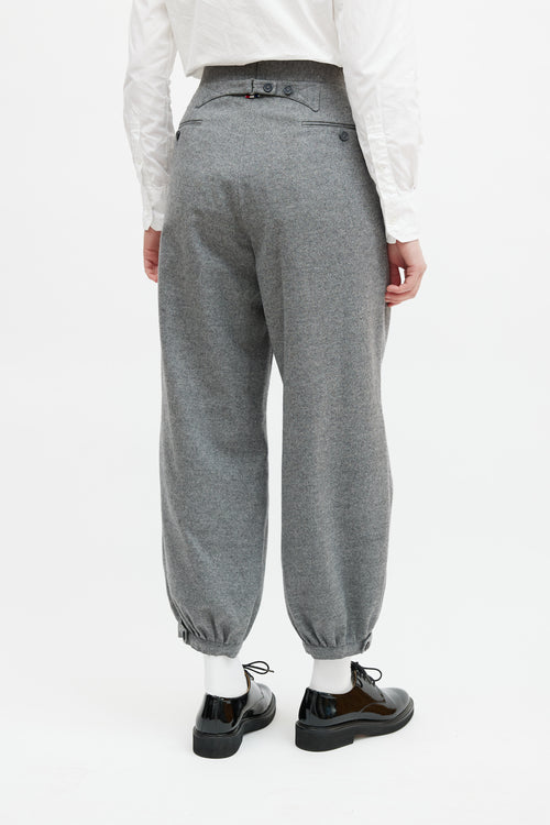 Thom Browne Grey Wool Gathered Trouser