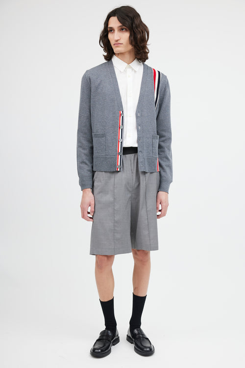 Thom Browne Grey Wool Stripe Pocket Cardigan