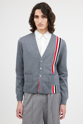 Thom Browne Grey Wool Stripe Pocket Cardigan