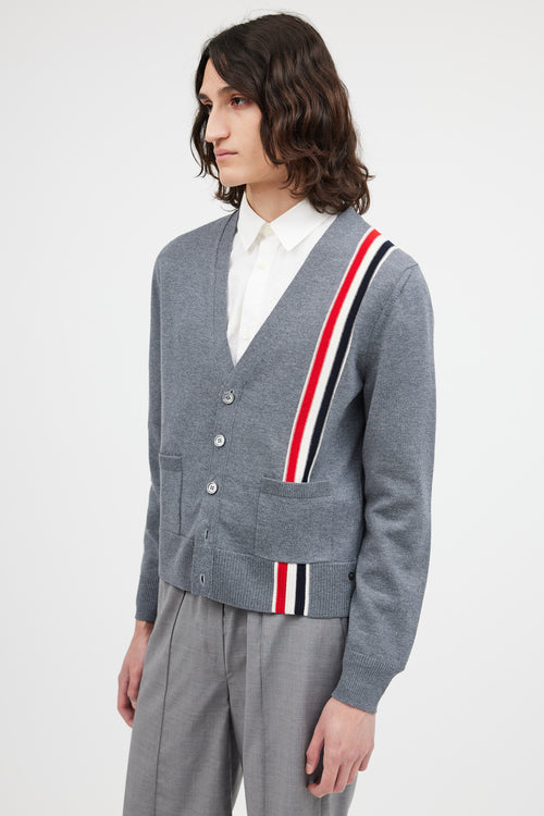 Thom Browne Grey Wool Stripe Pocket Cardigan