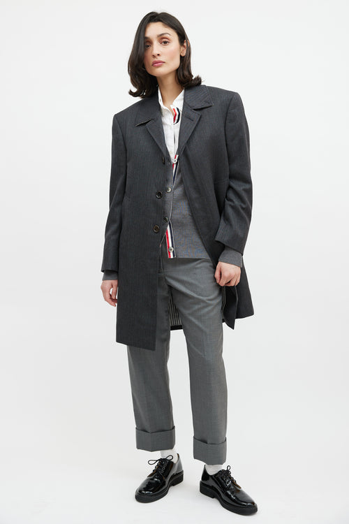 Thom Browne Grey Wool Tweed Coat