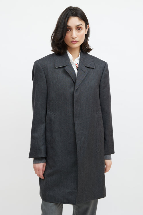 Thom Browne Grey Wool Tweed Coat