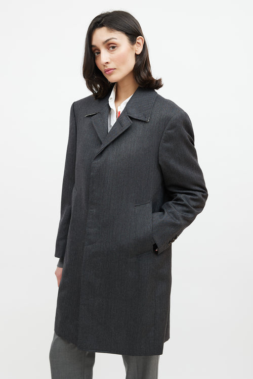 Thom Browne Grey Wool Tweed Coat