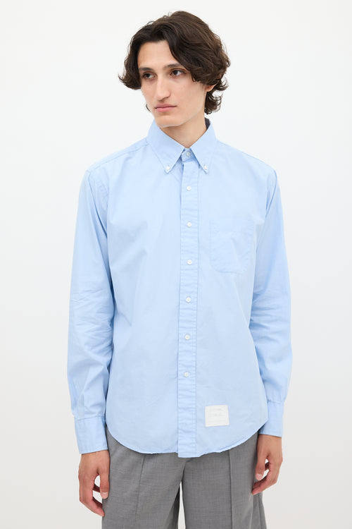 Thom Browne Light Blue Cotton One Pocket Shirt