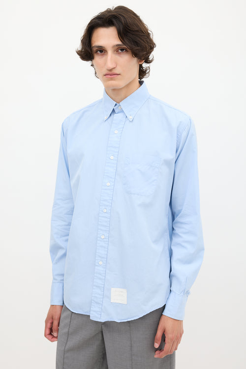 Thom Browne Light Blue Cotton One Pocket Shirt