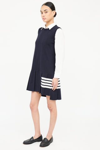 Thom Browne Pleated Drop Waist Dress