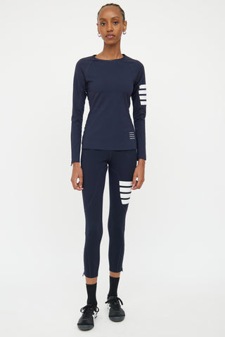 Thom Browne Navy Bar Top 
Legging Set