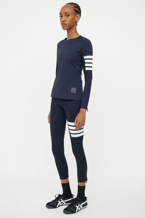 Thom Browne Navy Bar Top 
Legging Set