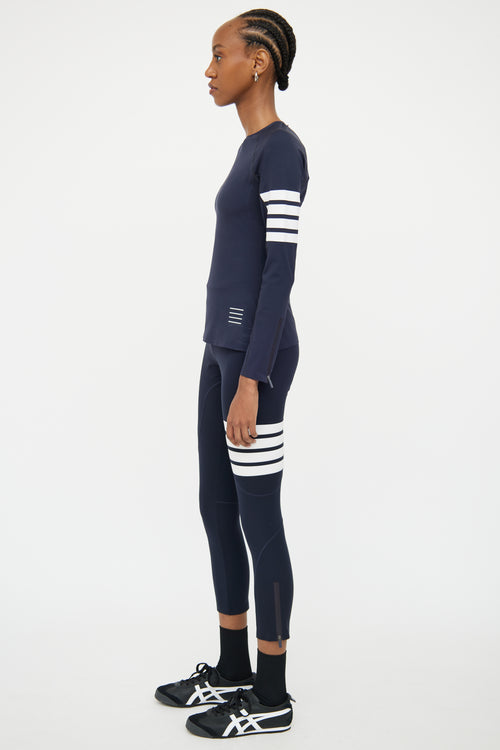 Thom Browne Navy Bar Top 
Legging Set