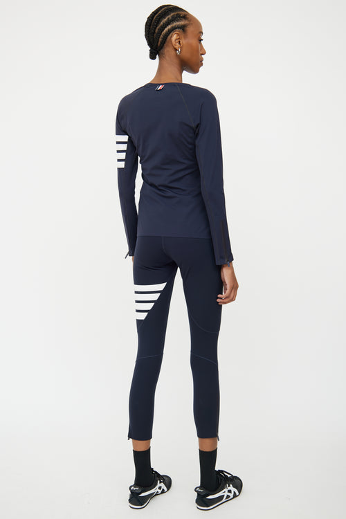 Thom Browne Navy Bar Top 
Legging Set