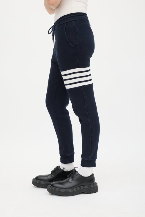 Thom Browne Navy Cotton Four Bar Jogger