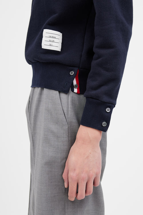 Thom Browne Navy Cotton Milano Crewneck Sweater